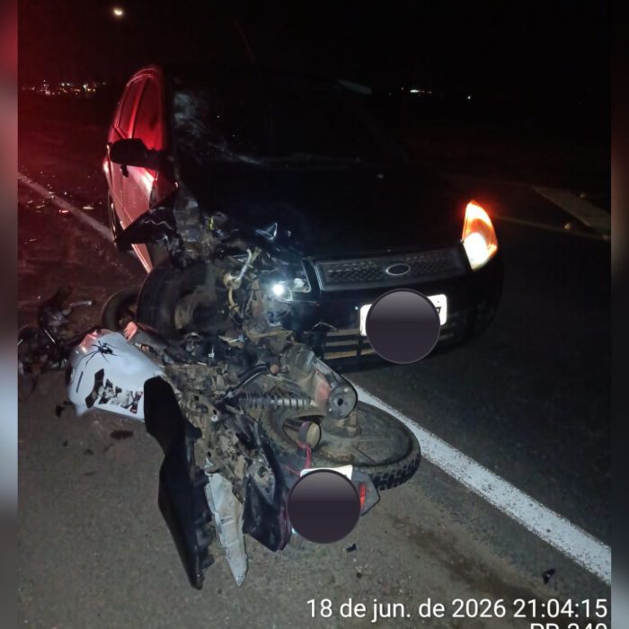 Jovem motociclista de 19 anos sofre graves ferimentos em acidente na PR-340, em Castro