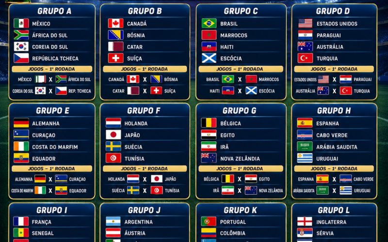 Copa do Mundo de 2026: veja a programação detalhada da fase de grupos e os confrontos iniciais
